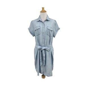 UNTUCKit Women's Size 16‎ Blue Terry Tencel Lyocell Shirt Dress Belted